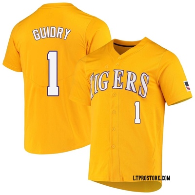 Youth Gavin Guidry LSU Tigers Replica Full-Button Baseball Jersey - Yellow