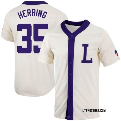 Youth Griffin Herring LSU Tigers Replica Natural Full-Button Baseball Jersey