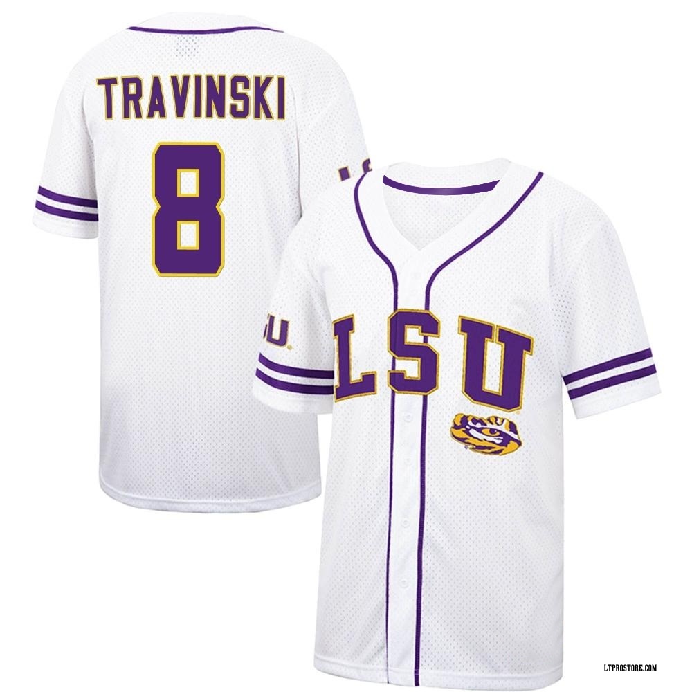 Youth Hayden Travinski LSU Tigers Replica Colosseum Free Spirited Baseball Jersey - White/Purple