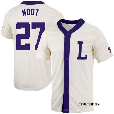 Youth Jaden Noot LSU Tigers Replica Natural Full-Button Baseball Jersey