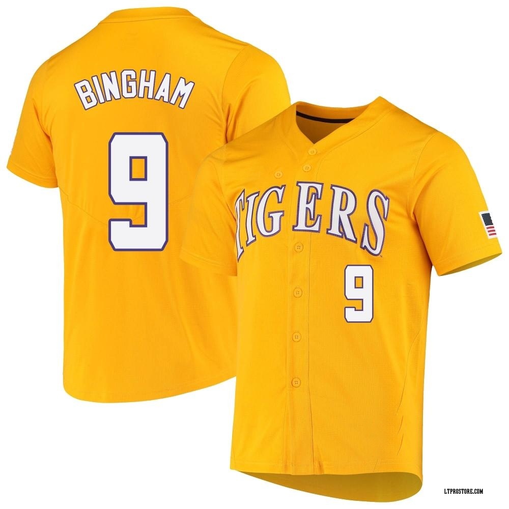 Youth Mac Bingham LSU Tigers Replica Full-Button Baseball Jersey - Yellow