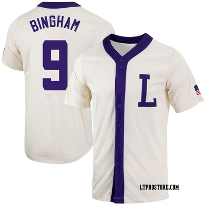 Youth Mac Bingham LSU Tigers Replica Natural Full-Button Baseball Jersey