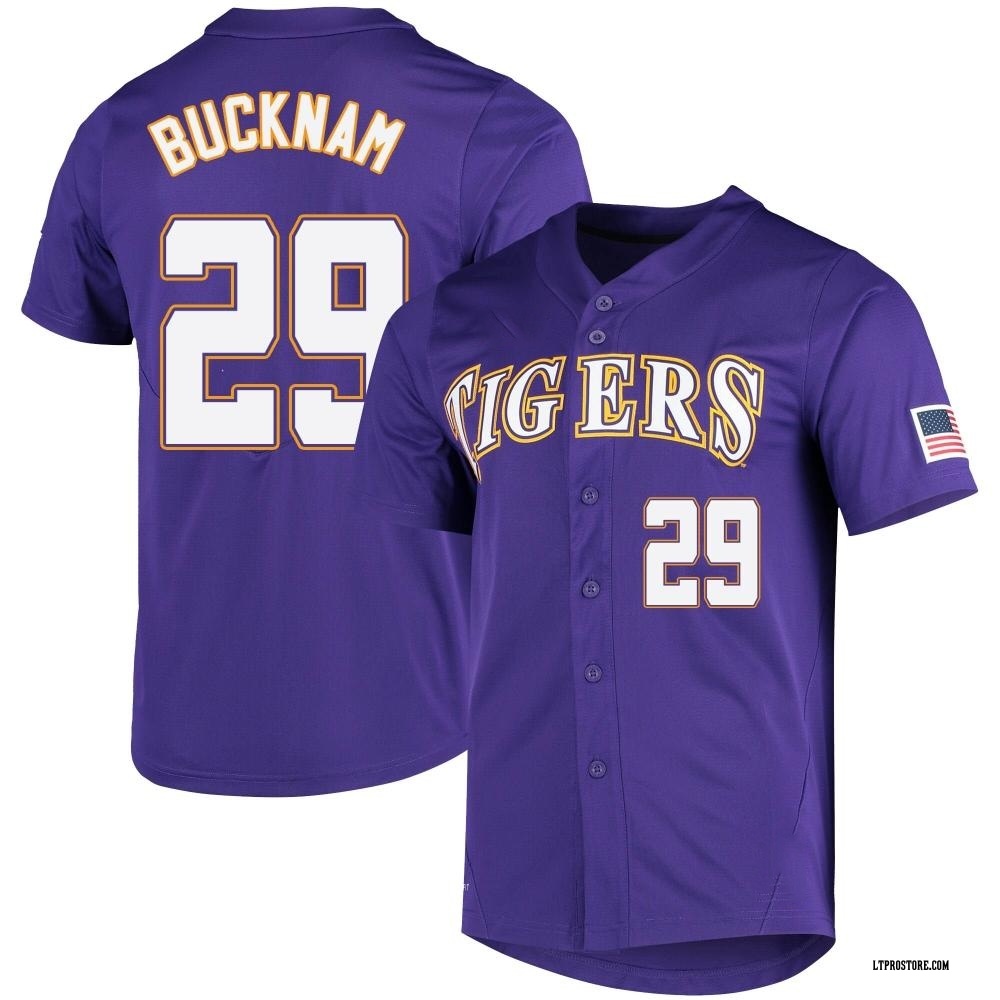 Youth Micah Bucknam LSU Tigers Replica Vapor Untouchable Full-Button Baseball Jersey - Purple