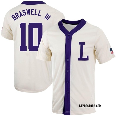 Youth Michael Braswell III LSU Tigers Replica Natural Full-Button Baseball Jersey