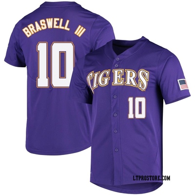 Youth Michael Braswell III LSU Tigers Replica Vapor Untouchable Full-Button Baseball Jersey - Purple