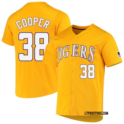 Youth Riley Cooper LSU Tigers Replica Full-Button Baseball Jersey - Yellow