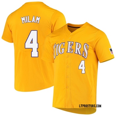Youth Steven Milam LSU Tigers Replica Full-Button Baseball Jersey - Yellow