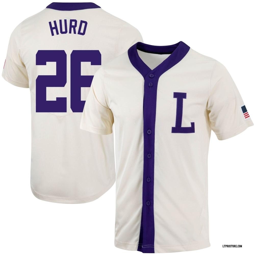 Youth Thatcher Hurd LSU Tigers Replica Natural Full-Button Baseball Jersey