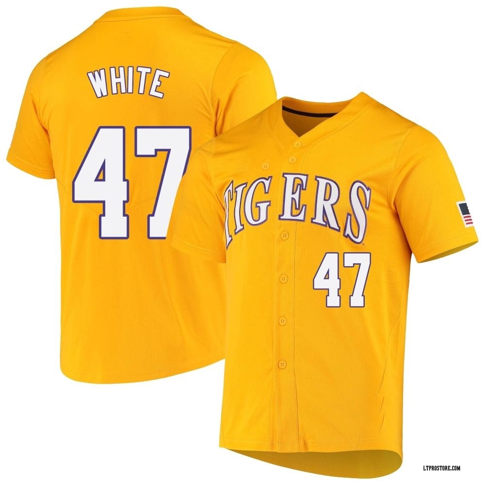 Youth Tommy White LSU Tigers Replica Yellow Full-Button Baseball Jersey - White